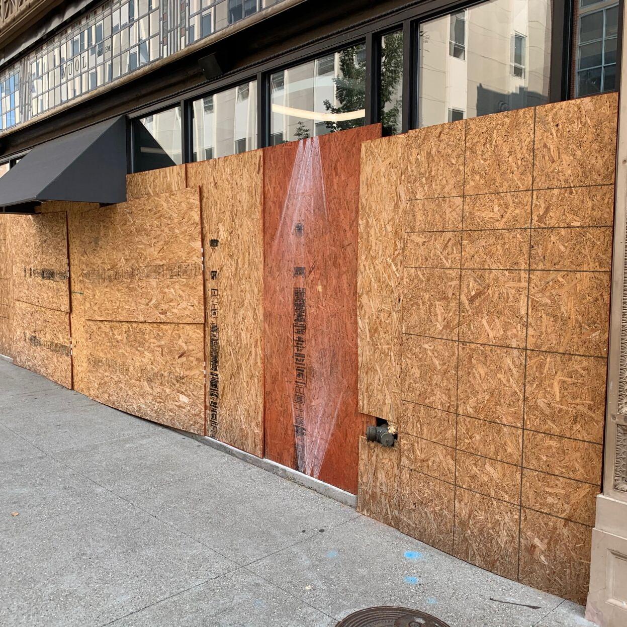 downtown boarded business